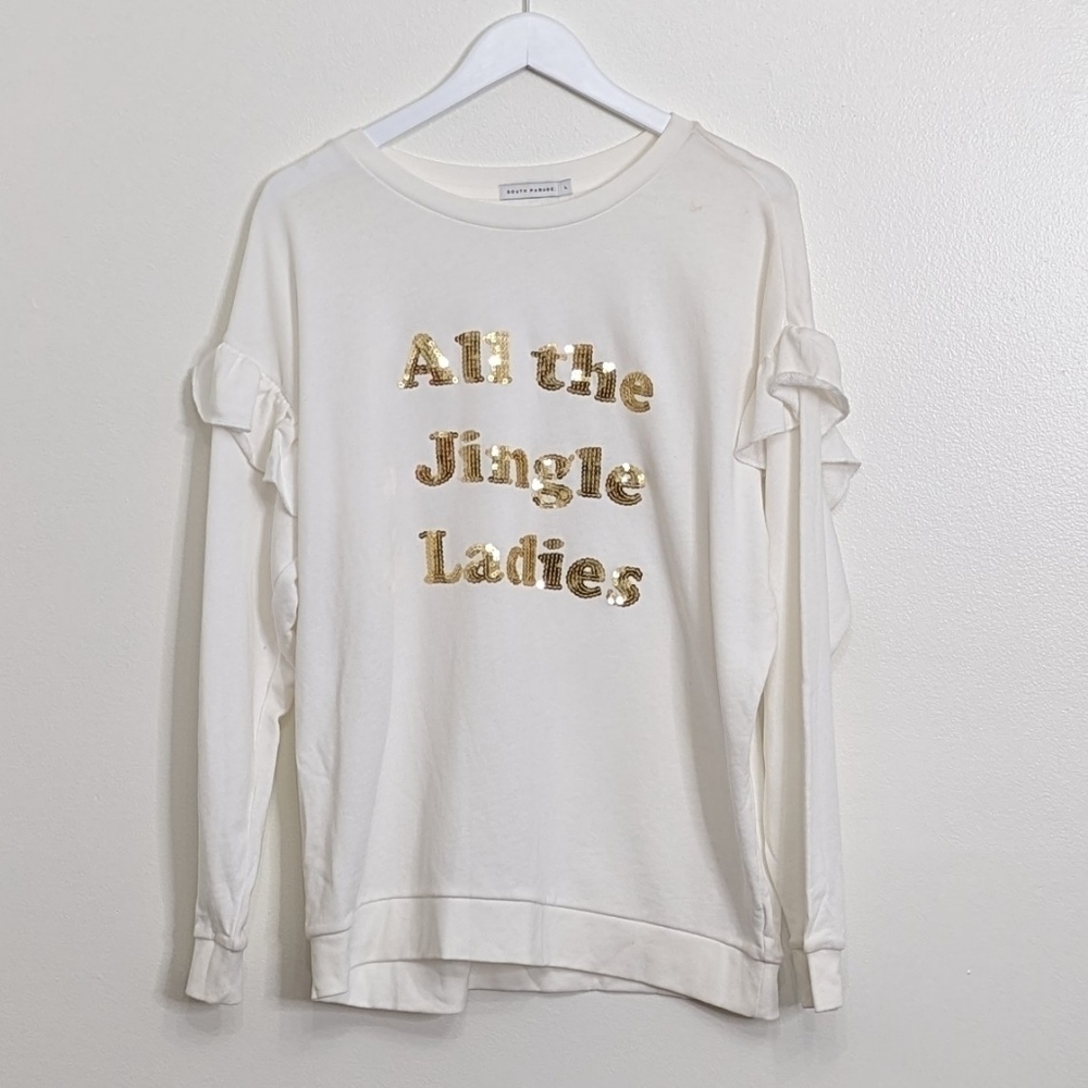 South Parade Women's All the Jingle Ladies Sweatshirt White Size Large